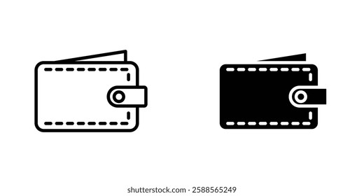 Wallet vectors icons set in filled and strokes on white background