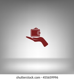 Wallet web icon. Flat design style stock vector illustration