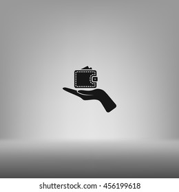 Wallet web icon. Flat design style stock vector illustration