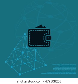 Wallet web icon. Flat design style stock vector illustration