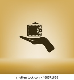 Wallet web icon. Flat design style stock vector illustration