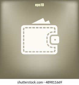 Wallet web icon. Flat design style stock vector illustration