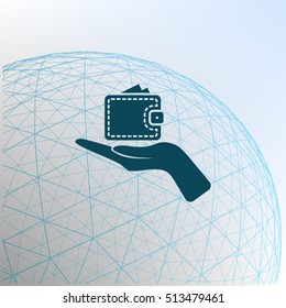 Wallet web icon. Flat design style stock vector illustration