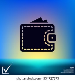 Wallet web icon. Flat design style stock vector illustration