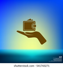 Wallet web icon. Flat design style stock vector illustration