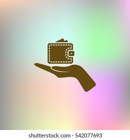 Wallet web icon. Flat design style stock vector illustration