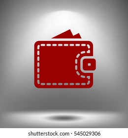 Wallet web icon. Flat design style stock vector illustration