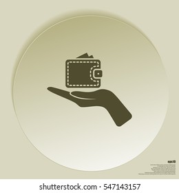 Wallet web icon. Flat design style stock vector illustration