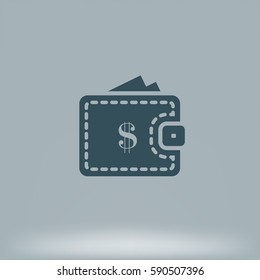 Wallet web icon. Flat design style stock vector illustration