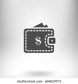 Wallet web icon. Flat design style stock vector illustration