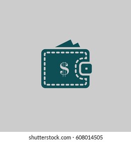 Wallet web icon. Flat design style stock vector illustration