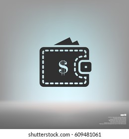 Wallet web icon. Flat design style stock vector illustration