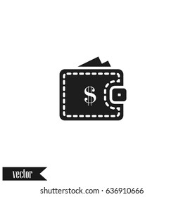 Wallet web icon. Flat design style stock vector illustration