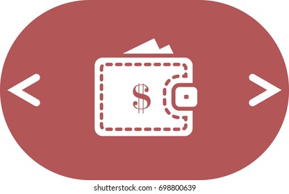 Wallet web icon. Flat design style stock vector illustration