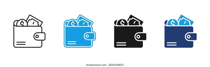 Wallet web icon multiple style collection