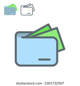 Wallet, withdraw, top up, pay button concept illustration line and flat design vector eps10. modern graphic element for landing page, empty state ui, infographic, icon