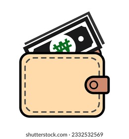 Icono de la cartera ganada, símbolo de la planilla de finanzas, signo de ilustración del vector de efectivo de depósito de economía.