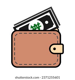 Wallet won icon, finance flat symbol, economy deposit cash vector illustration sign .