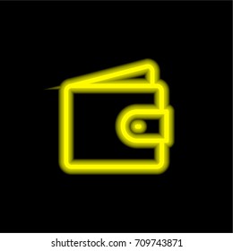 Wallet yellow glowing neon ui ux icon. Glowing sign logo vector