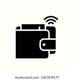 Brieftasche, schwarzes Zahlungssymbol, isoliertes Symbol auf hellem Hintergrund, perfekt für Website, Blog, Logo, Grafikdesign, soziale Medien, Benutzeroberfläche, mobile App