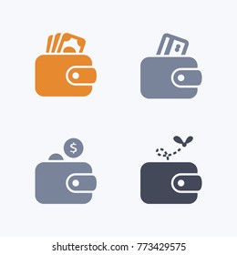 Wallets - Carbon Icons. A set of 4 professional, pixel-aligned icons. 