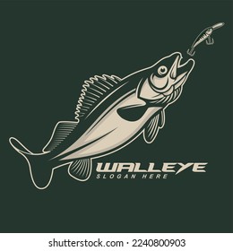 WALLEYE FISH  LAKE VECTOR FOR FLY FISHING LOGO COMPANY