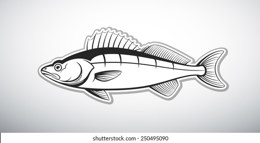 Walleye Fish Outline Vector Illustration