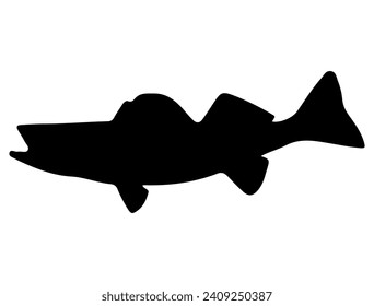Walleye fish silhouette vector art white background