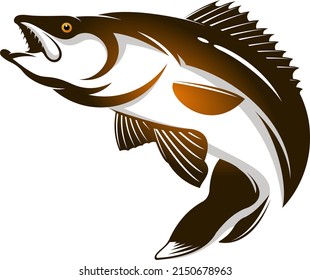 WALLEYE FISH VECTOR FOR FLY FISHING LOGO COMPANY AND GROUP