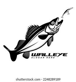 WALLEYE FISH  VECTOR FOR FLY FISHING LOGO COMPANY