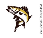 walleye fishing illustration logo vector image t shirt