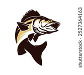 walleye fishing illustration logo vector image t shirt