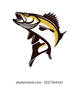 walleye fishing illustration logo vector image t shirt