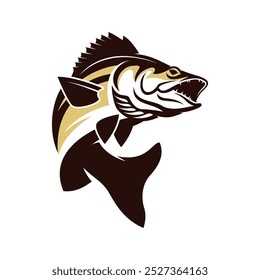 walleye fishing illustration logo vector image t shirt