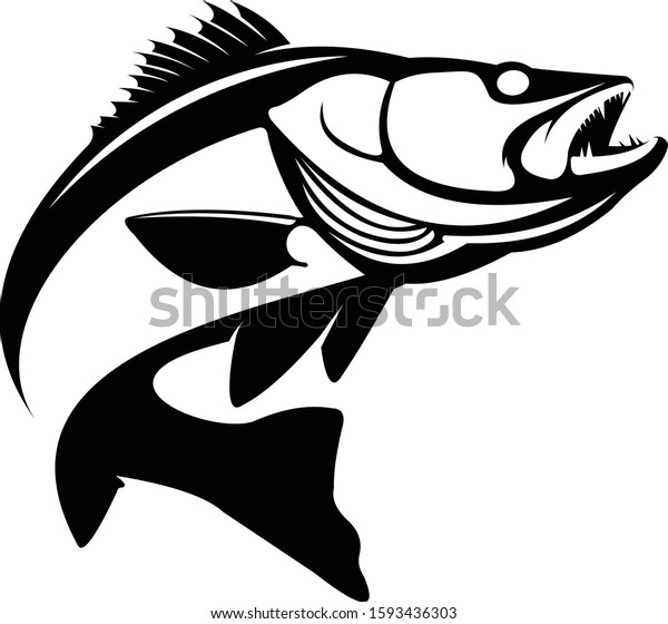 Walleye / Zande fish logo. Walleye fish\
fishing emblem for sport club. Walleye fishing background theme\
vector illustration.