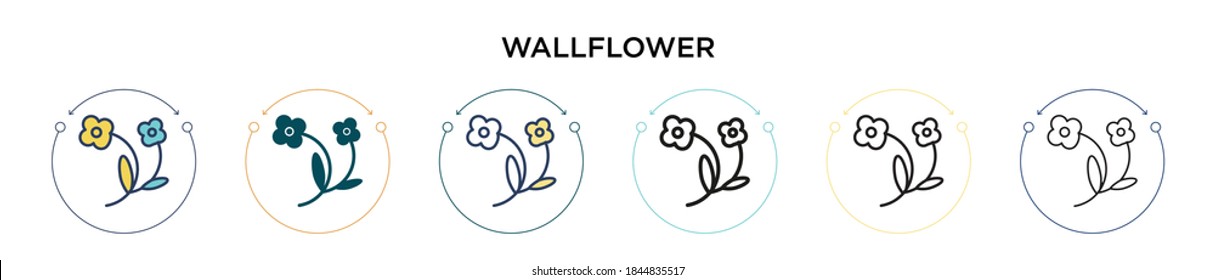 Wallflower icon in filled, thin line, outline and stroke style. Vector illustration of two colored and black wallflower vector icons designs can be used for mobile, ui, web