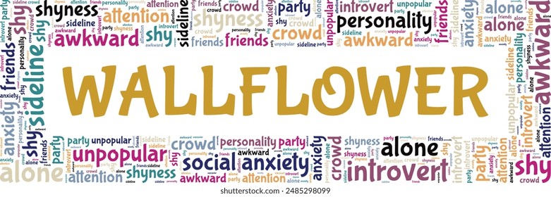 Wallflower word cloud conceptual design isolated on white background.