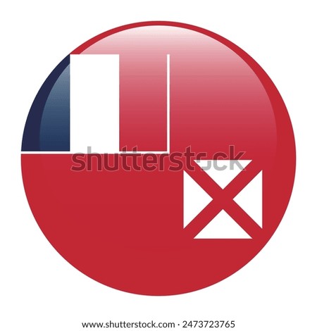 Wallis and Futuna circle flag. Wallis and Futuna flag. Flag icon. Standard color. Round flag. Computer illustration. Digital illustration. Vector illustration.