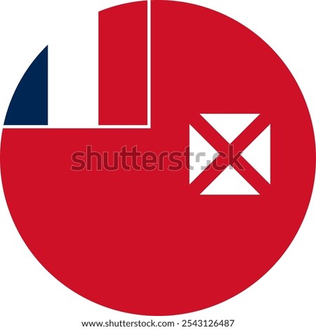 Wallis and Futuna Circle Flag, Circle Flag of Wallis and Futuna, Vector Images