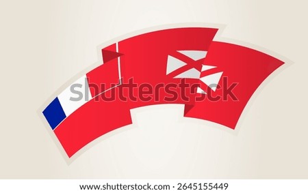 Wallis and Futuna Flag in Abstract Ribbon Shape, National Symbol of the Wallis and Futuna. This vector is ideal for use in national events, Independence Day, international sports competitions.