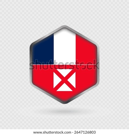 Wallis and Futuna Flag Icon in Hexagon Shape.