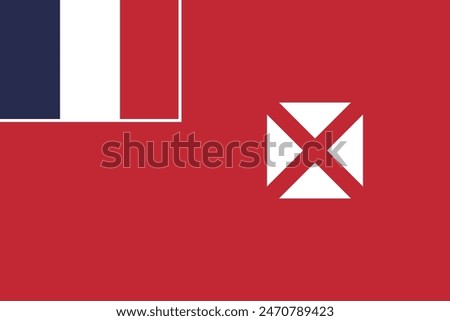 Wallis and Futuna flag. Flag of Wallis and Futuna. Flag icon. Standard color. Standard size. Rectangular flag. Computer illustration. Digital illustration. Vector illustration.