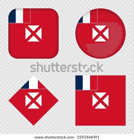 Wallis and Futuna Flag Icons Pack. Vector illustration.