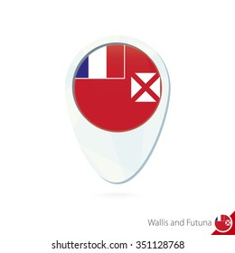 Wallis and Futuna flag location map pin icon on white background. Vector Illustration.