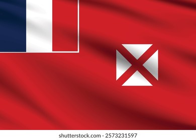 Wallis and Futuna flag official colors and proportion digital vector illustration. Pleated flag.