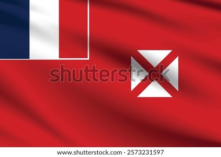 Wallis and Futuna flag official colors and proportion digital vector illustration. Pleated flag.