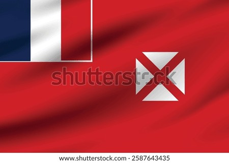 Wallis and Futuna flag official colors and proportion digital vector illustration. Waving flag.