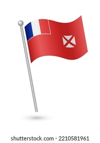 Wallis and Futuna flag on pole waving in the wind vector illustration