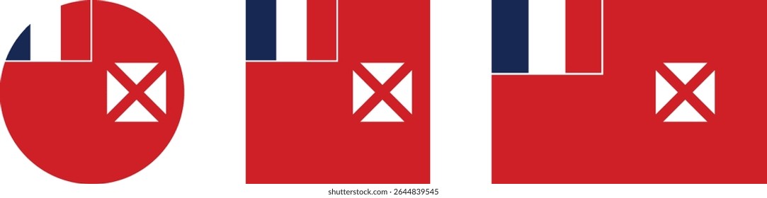 Wallis and Futuna flag PNG vector. Wallis and Futuna square and round icon isolated on transparent PNG background. Wallis and Futuna flag icon.