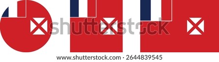 Wallis and Futuna flag PNG vector. Wallis and Futuna square and round icon isolated on transparent PNG background. Wallis and Futuna flag icon.